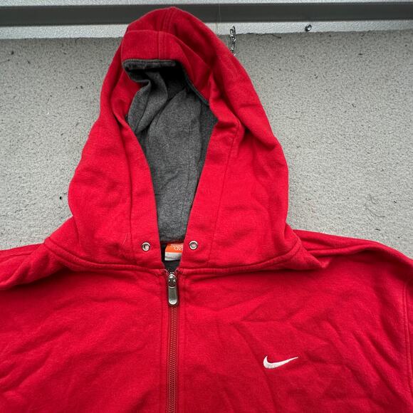Nike Full Zip Hoodie Jacket Sweatshirt Mens Large Red 148781-648 Red Swoosh - Picture 7 of 13